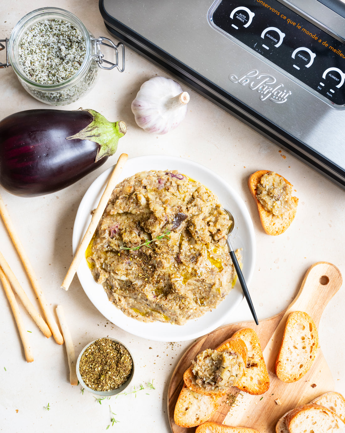 Caviar d’aubergines au zaatar sous-vide