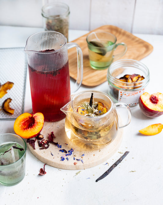 Tisane aux fleurs, pêche & vanille déshydratés