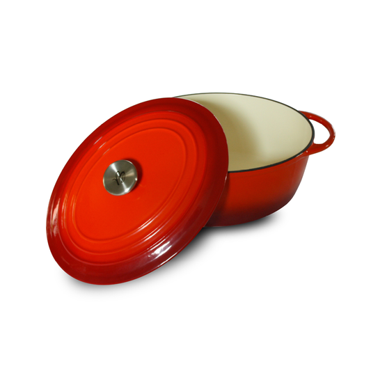 Cocotte ovale en fonte rouge